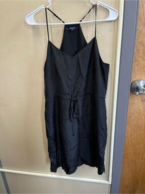 Black Spaghetti Strap 100% silk exterior Slip Dress size 4
